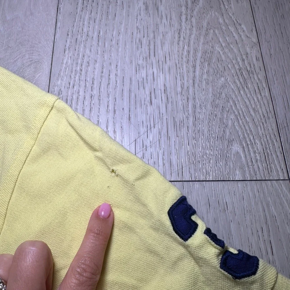 Polo Ralph Lauren men's big pony 3 yellow golf collar‎ shirt large preppy y2k